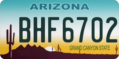AZ license plate BHF6702