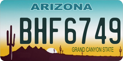AZ license plate BHF6749