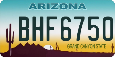 AZ license plate BHF6750