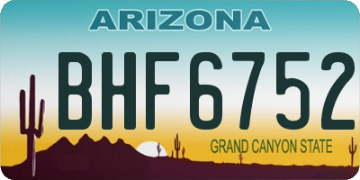 AZ license plate BHF6752