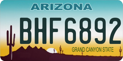 AZ license plate BHF6892