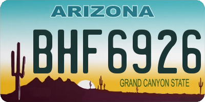 AZ license plate BHF6926