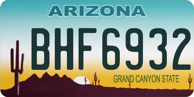 AZ license plate BHF6932
