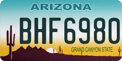 AZ license plate BHF6980