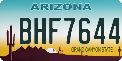 AZ license plate BHF7644