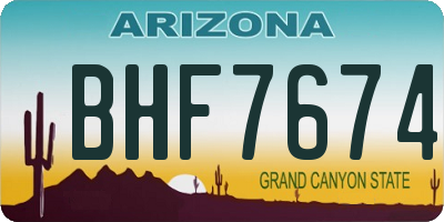 AZ license plate BHF7674