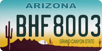 AZ license plate BHF8003