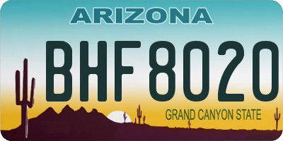 AZ license plate BHF8020