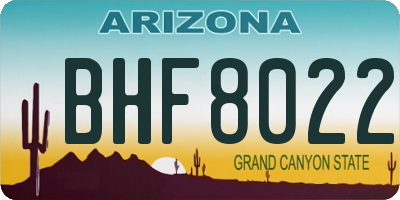 AZ license plate BHF8022