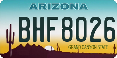 AZ license plate BHF8026