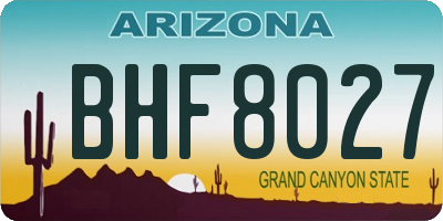 AZ license plate BHF8027