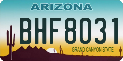 AZ license plate BHF8031