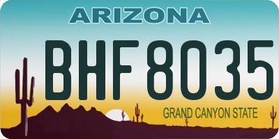 AZ license plate BHF8035