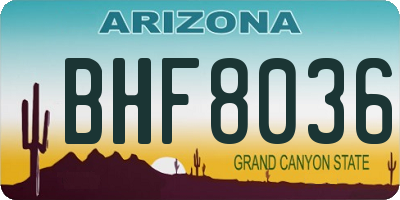 AZ license plate BHF8036