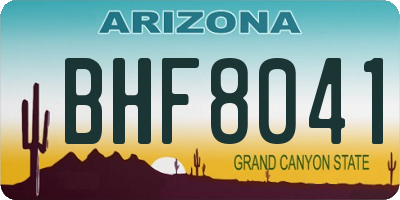 AZ license plate BHF8041