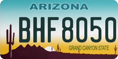 AZ license plate BHF8050