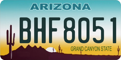 AZ license plate BHF8051
