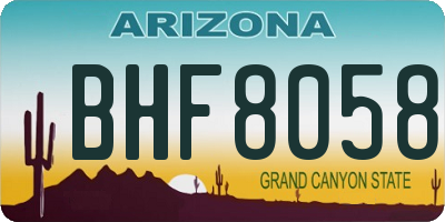 AZ license plate BHF8058
