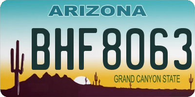 AZ license plate BHF8063