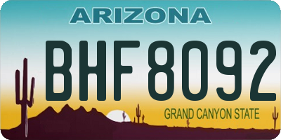 AZ license plate BHF8092