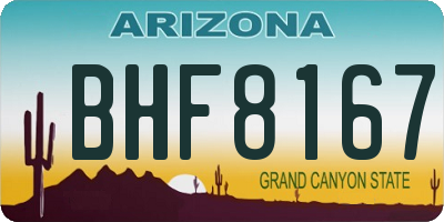 AZ license plate BHF8167