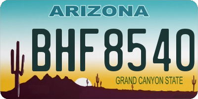 AZ license plate BHF8540