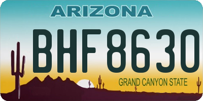 AZ license plate BHF8630