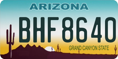 AZ license plate BHF8640