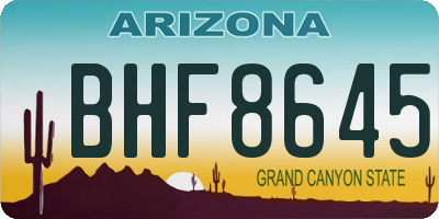 AZ license plate BHF8645