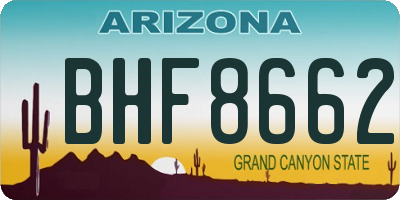 AZ license plate BHF8662