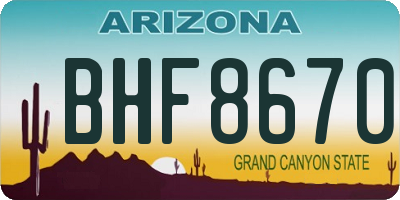 AZ license plate BHF8670