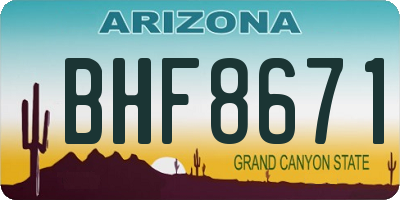 AZ license plate BHF8671
