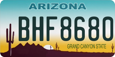AZ license plate BHF8680