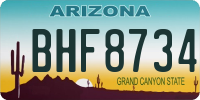 AZ license plate BHF8734