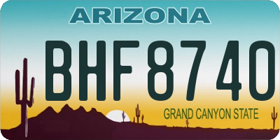 AZ license plate BHF8740