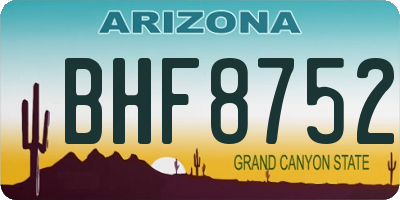 AZ license plate BHF8752