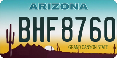 AZ license plate BHF8760