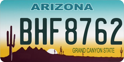 AZ license plate BHF8762