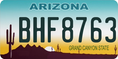 AZ license plate BHF8763