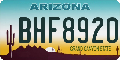 AZ license plate BHF8920
