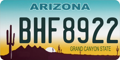 AZ license plate BHF8922