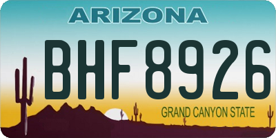 AZ license plate BHF8926