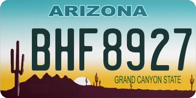 AZ license plate BHF8927