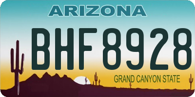 AZ license plate BHF8928