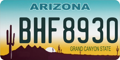 AZ license plate BHF8930