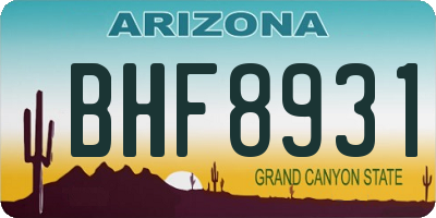 AZ license plate BHF8931