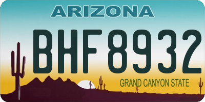 AZ license plate BHF8932