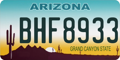 AZ license plate BHF8933
