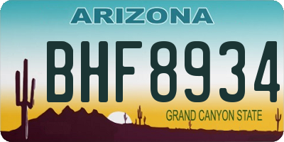 AZ license plate BHF8934