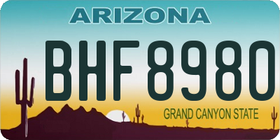 AZ license plate BHF8980